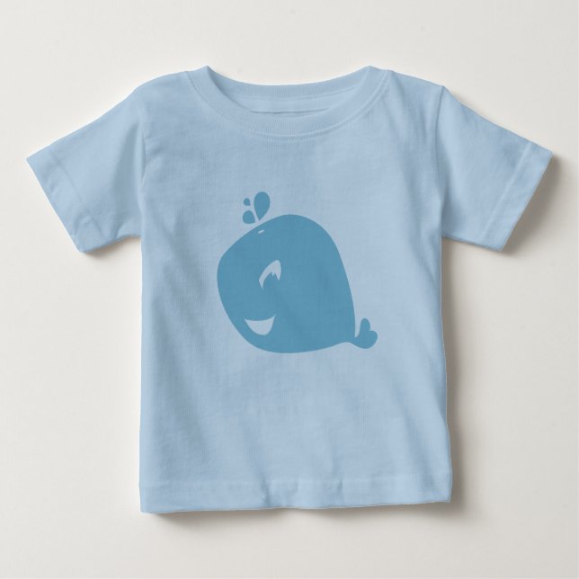 Happy Cute Blue Whale Baby T-Shirt (Front)