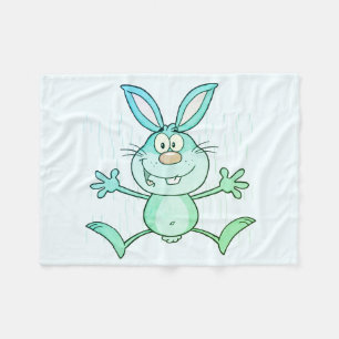 Happy Cute Bunny Rabbit Graphic Fleece Blanket