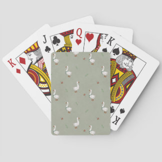Happy cute farm white goose seamless pattern playing cards