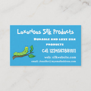 Happy cute green caterpillar cartoon illustration business card
