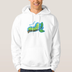 Happy cute green caterpillar cartoon illustration hoodie