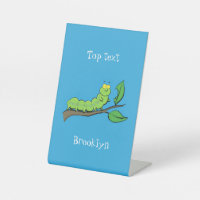 Happy cute green caterpillar cartoon illustration