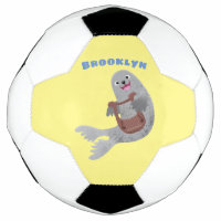 Happy cute harp seal cartoon illustration