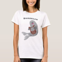 Happy cute harp seal cartoon illustration