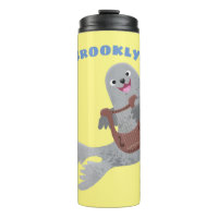 Happy cute harp seal cartoon illustration