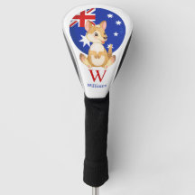 Happy Cute Kangaroo Personalised  Golf Head Cover