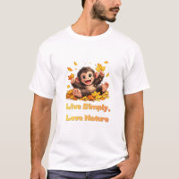 Happy Cute Monkey Playing in Falling Autumn Leaves