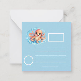 Happy Cute Octopus Kawaii Sea Life Illustration Card