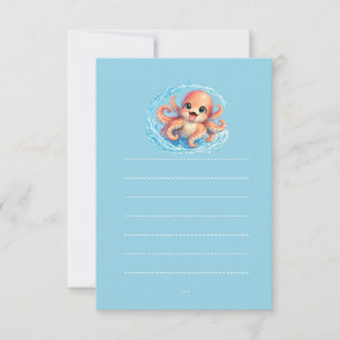 Happy Cute Octopus Kawaii Sea Life Illustration Invitation