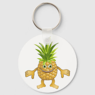 Happy cute pineapple fruit character key ring