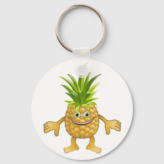 Happy cute pineapple fruit character key ring (Front)