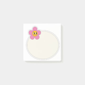 Happy cute Pink flower post it note 