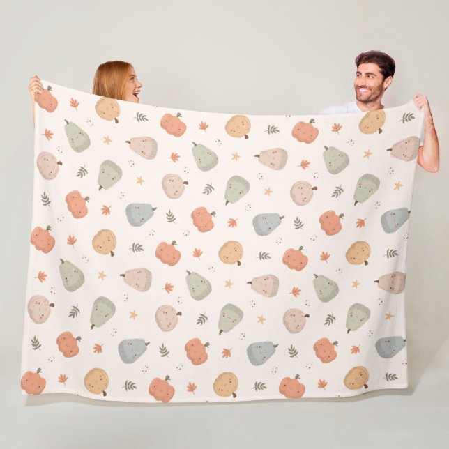 Happy Cute Pumpkin Pattern -  Fleece Blanket (In Situ)