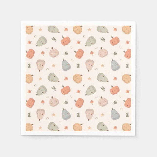 Happy Cute Pumpkin Pattern - Paper Napkins (Front)