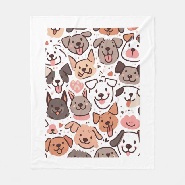 Happy Cute Puppies Pattern  1 Fleece Blanket (Front)