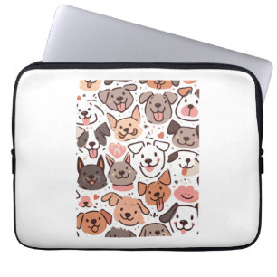 Happy Cute Puppies Pattern 1 Laptop Sleeve