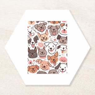 Happy Cute Puppies Pattern 1 Paper Coaster