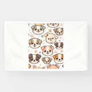 Happy Cute Puppies Pattern Banner