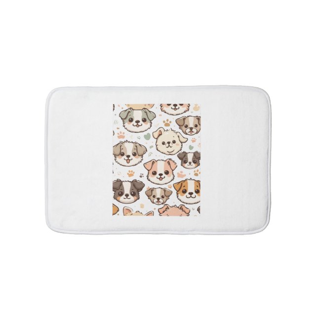 Happy Cute Puppies Pattern   Bath Mat (Front)