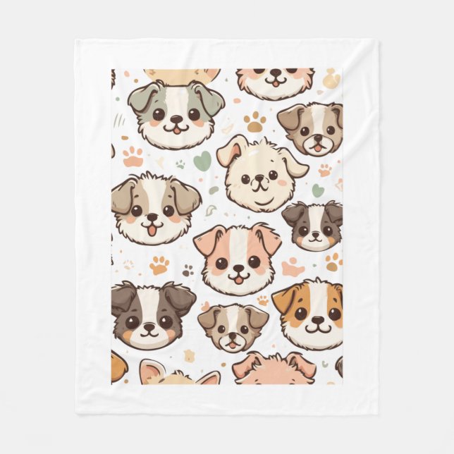 Happy Cute Puppies Pattern   Fleece Blanket (Front)