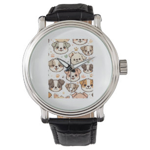 Happy Cute Puppies Pattern Watch