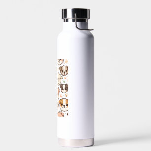 Happy Cute Puppies Pattern   Water Bottle