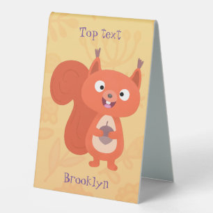 Happy cute red squirrel cartoon illustration