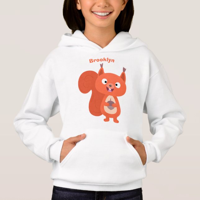 Happy cute red squirrel cartoon illustration (Front)