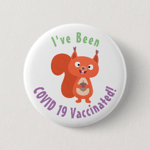 Happy cute red squirrel cartoon illustration 6 cm round badge