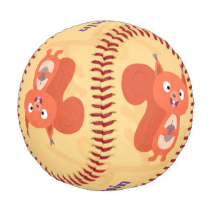 Happy cute red squirrel cartoon illustration baseball