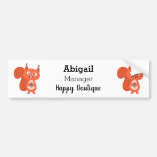 Happy cute red squirrel cartoon illustration bumper sticker