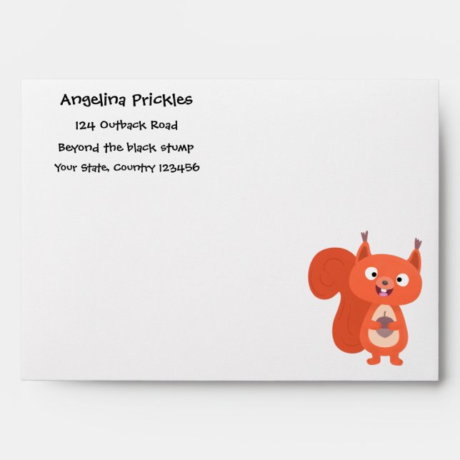Happy cute red squirrel cartoon illustration envelope (Front)