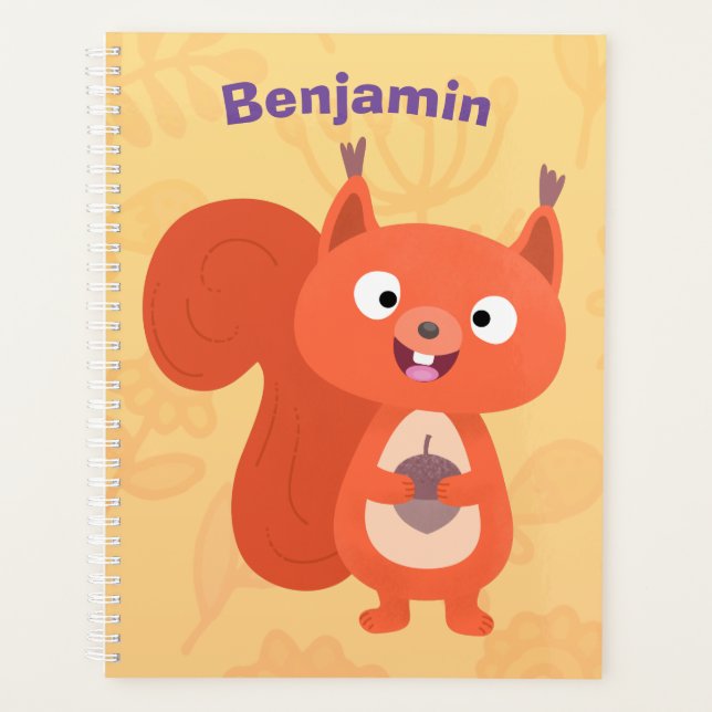 Happy cute red squirrel cartoon illustration planner (Front)