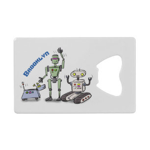 Happy cute robots trio cartoon