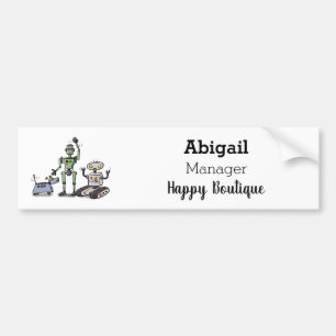 Happy cute robots trio cartoon  bumper sticker