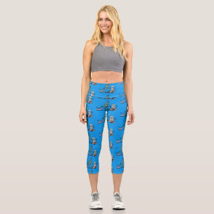 Happy cute robots trio cartoon capri leggings