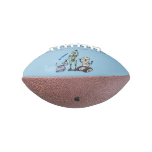 Happy cute robots trio cartoon football