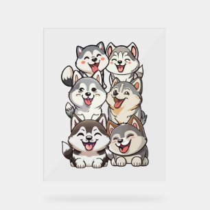 Happy cute Siberian huskies Acrylic Sign