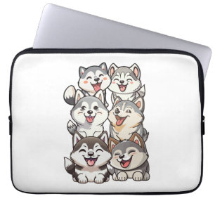 Happy cute Siberian huskies Laptop Sleeve