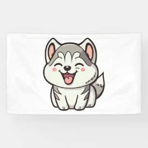 Happy cute Siberian husky dog Banner