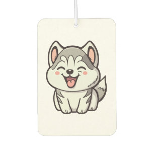 Happy cute Siberian husky dog Car Air Freshener