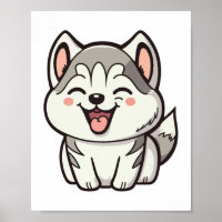 Happy cute Siberian husky dog