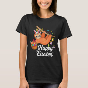 Happy Cute Sloth With Bunny Ears    Egg Hunting Ea T-Shirt