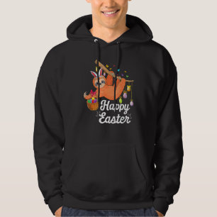 Happy Cute Sloth With Bunny Ears & Egg Hunting Eas Hoodie