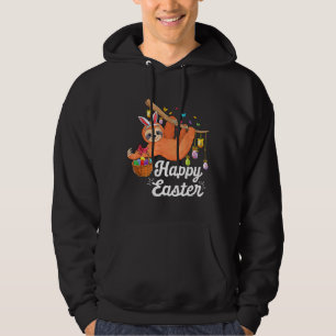 Happy Cute Sloth With Bunny Ears Egg Hunting Eas Hoodie