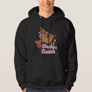 Happy Cute Sloth With Bunny Ears Egg Hunting Eas Hoodie