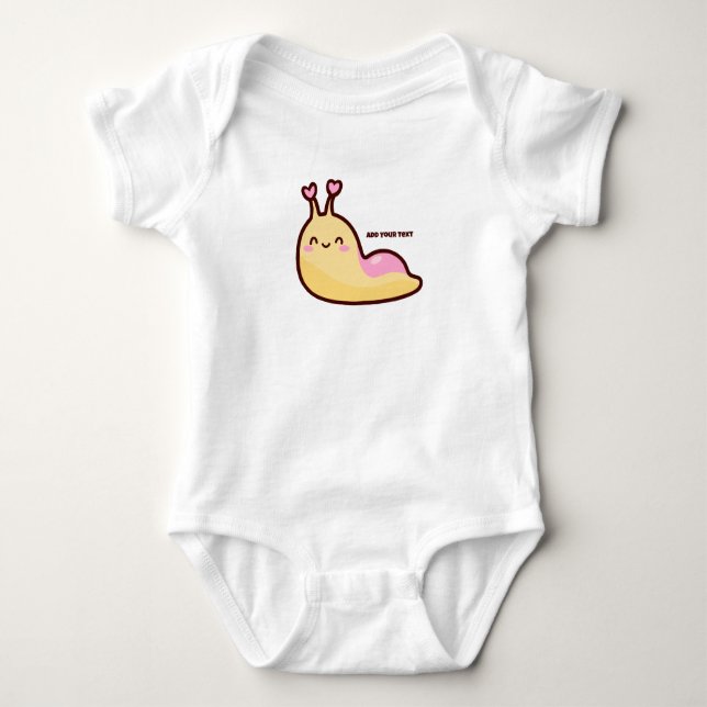 Happy Cute Slug Personalised Text Baby Bodysuit (Front)