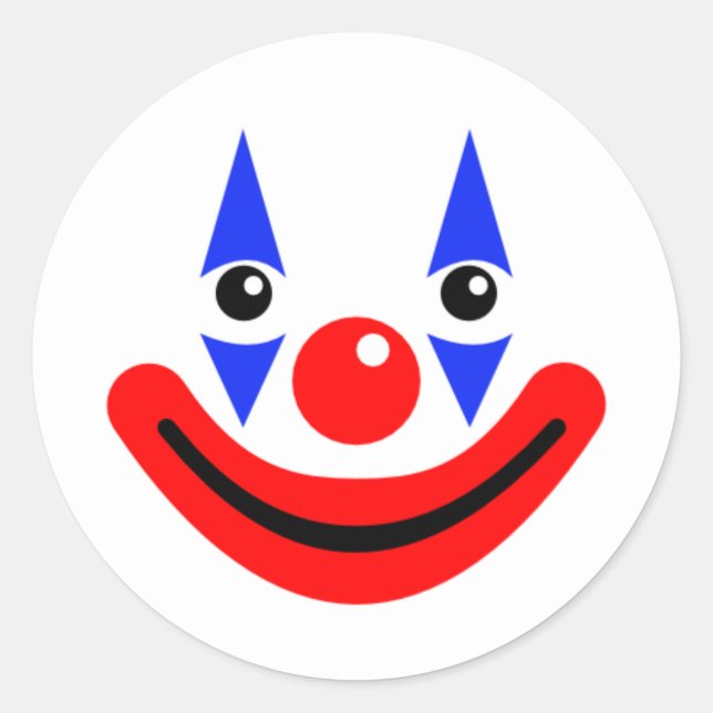 Happy Cute Smiling Circus Clown Classic Round Sticker (Front)
