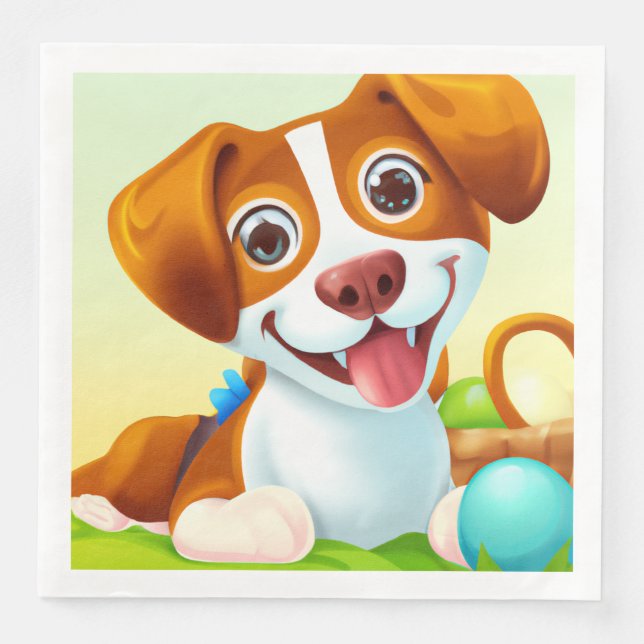 Happy Cute Smiling Dog Napkin (Front)