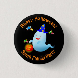 Happy Cute Trick or Treating Halloween Ghost 3 Cm Round Badge